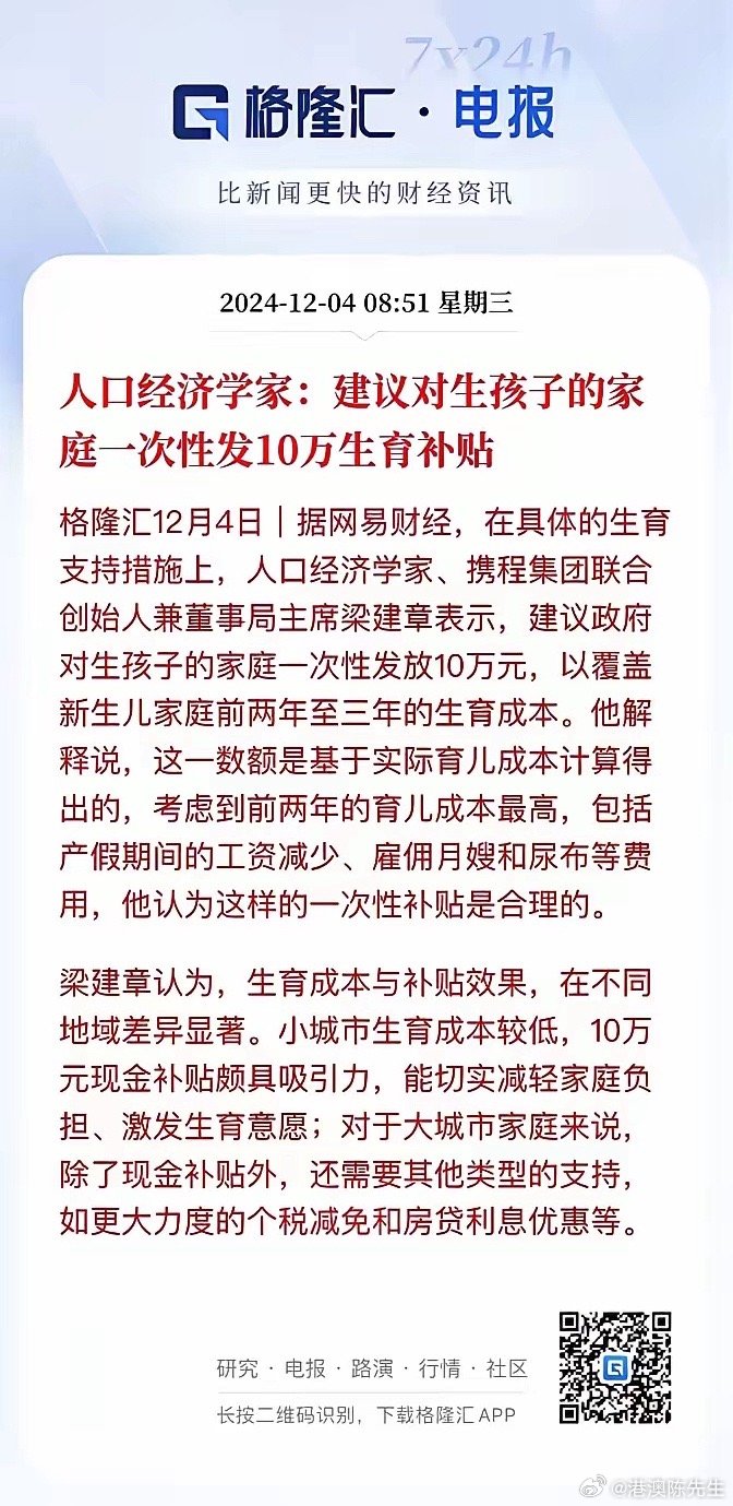 重磅！专家提议，每个孩子一次性补贴10万，这究竟是何策略？